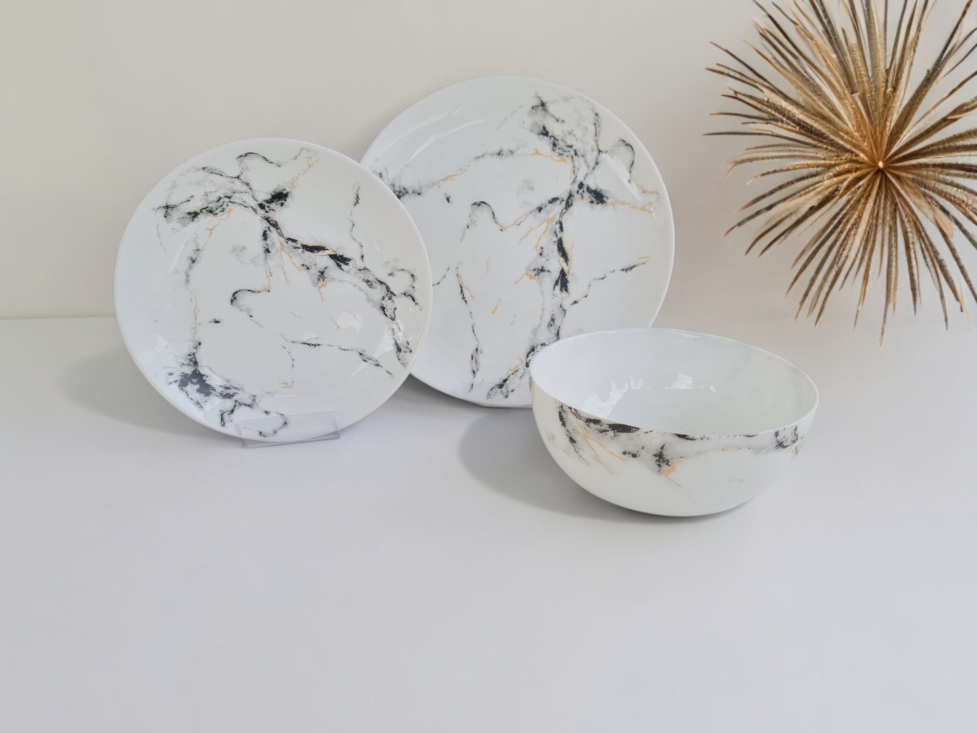 Marble effect dinnerware set hotsell